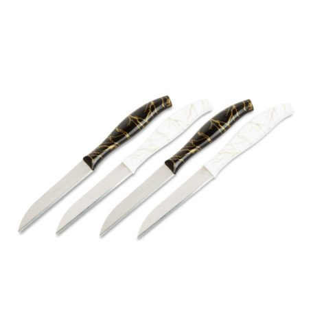 Konyhai kés készlet - 15 cm - fekete/fehér - 4 db / csomag