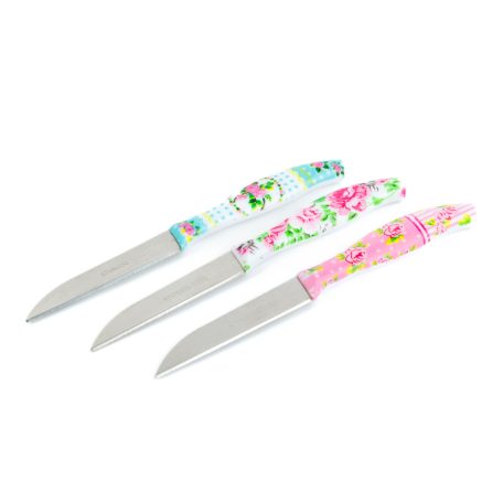 Konyhai kés készlet - 15 cm - virág mintás - 3 db / csomag