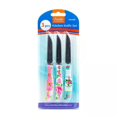   Konyhai kés készlet - 15 cm - virág mintás - 3 db / csomag