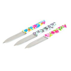   Konyhai kés készlet - 16 cm - virág mintás - 3 db / csomag