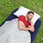 Felfújható matrac - egyszemélyes, velúr - kék - 188 x 99 x 22 cm