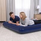 Felfújható matrac - kétszemélyes, velúr - kék - 203 x 152 x 22 cm