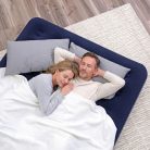 Felfújható matrac - kétszemélyes, velúr - kék - 203 x 152 x 22 cm