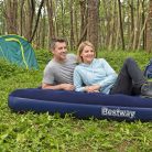 Felfújható matrac - kétszemélyes, velúr - kék - 203 x 152 x 22 cm