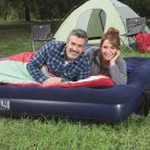 Felfújható matrac - kétszemélyes, velúr - kék - 203 x 183 x 22 cm