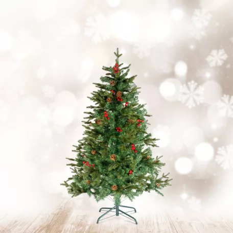 Műfenyő - 150 cm - PE / PVC - piros bogyóval