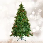 Műfenyő - 210 cm - PE / PVC - piros bogyóval