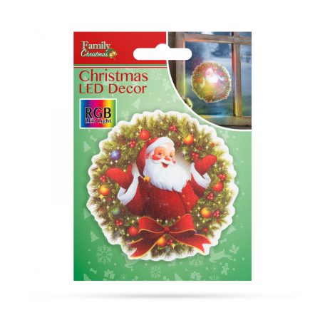 Karácsonyi RGB LED dekor - öntapadós - koszorú