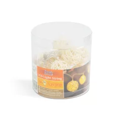   LED fényfüzér - rattan labdák - 10 LED - 1,35 m - melegfehér - 2 x AA