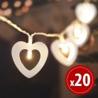 LED fényfüzér - szív - 20 LED - 2,85 m - melegfehér - 2 x AA