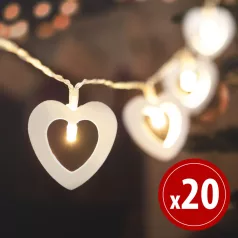   LED fényfüzér - szív - 20 LED - 2,85 m - melegfehér - 2 x AA