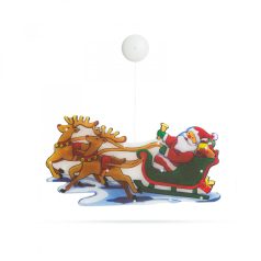   Nagyméretű LED-es ablakdekor - rénszarvas, mikulás - 45 x 24 cm - melegfehér - 3 x AAA