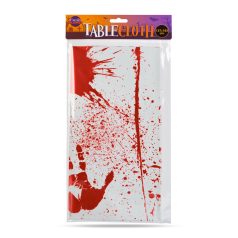   Halloween-i asztalterítő - alumínium hatású - 137 x 183 cm - véres kéznyomok