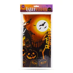   Halloween-i asztalterítő - alumínium hatású - 137 x 183 cm - sírköves