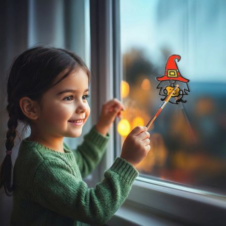 Halloween-i kifesthető ablakdekor - manó - 4 szín - ecsettel