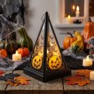 Halloween-i LED lámpás - tök - melegfehér - fekete - 9,5 x 9,5 x 17 cm - 2 x AAA