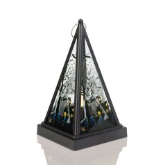   Halloween-i LED lámpás - csontváz - melegfehér - fekete - 9,5 x 9,5 x 17 cm - 2 x AAA