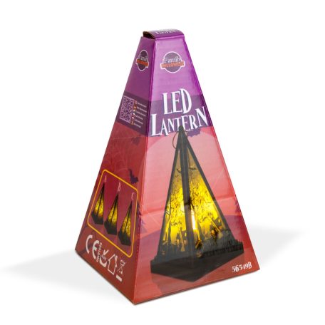 Halloween-i LED lámpás - csontváz - melegfehér - fekete - 9,5 x 9,5 x 17 cm - 2 x AAA