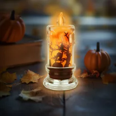   Halloween-i LED gyertya dekoráció - denevér - narancs LED - 3 x LR1130 - 5 x 5 x 10 cm
