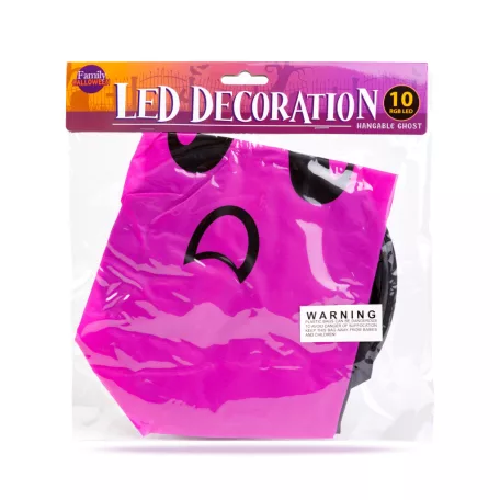Halloween-i LED dekor - szellem - liila - 10 színes LED - akasztható - 2 x 2032 - 75 x 35 cm