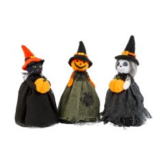 Halloween-i dekoráció - szellem, macska, tökfej - 21 cm