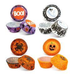   Halloween-i dekoráció - muffin papír szett - 50 db - 4 féle - 7 x 5 x 3,2 cm