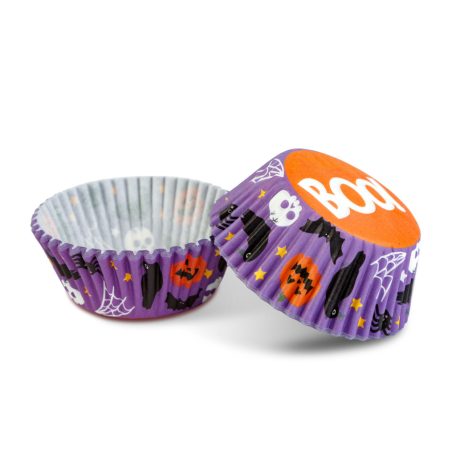 Halloween-i dekoráció - muffin papír szett - 50 db - 4 féle - 7 x 5 x 3,2 cm