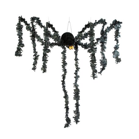 Halloween-i dekoráció - fekete pók - papír - 75 x 13 cm