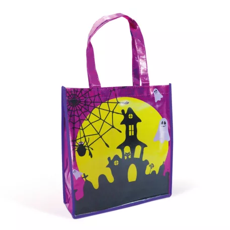 Halloween-i ajándéktáska - kastély - 30 x 33 cm - lila