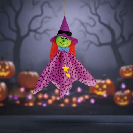 Halloween-i dekoráció - felakasztható - boszorkány - 48 x 44 cm