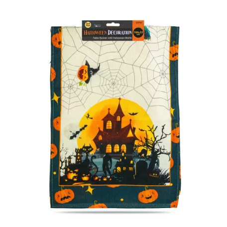 Halloween-i dekoráció - asztalterítő futó - halloween-i motívumokkal - 184 x 33 cm