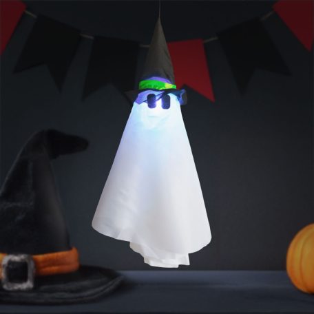 Halloween-i világító dekoráció - szellem - felakasztható - RGB LED - 70 x 50 cm