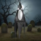 Halloween-i világító dekoráció - szellem - fekete - 10 színes LED - akasztható - 2 x 2032 - 75x20 cm