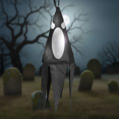   Halloween-i világító dekoráció - szellem - fekete - 10 színes LED - akasztható - 2 x 2032 - 75x20 cm