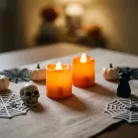 Halloween-i világító dekoráció - LED-es gyertya - narancssárga - 2 db / csomag