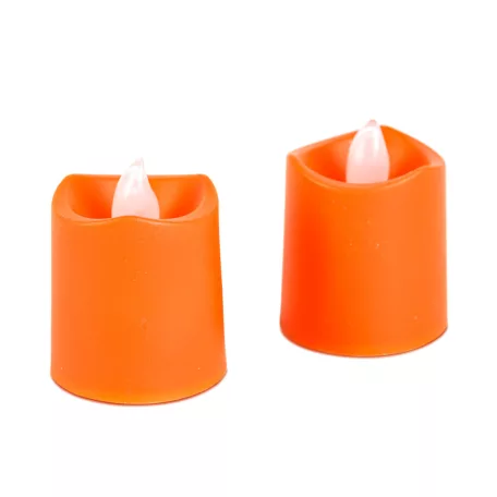 Halloween-i világító dekoráció - LED-es gyertya - narancssárga - 2 db / csomag