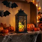 Halloween-i pislákoló lámpás - pók - elemes - fekete - 30 x 14 cm