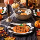 Halloween-i papírtányér - tök - kerek - 23 cm - 8 db / csomag