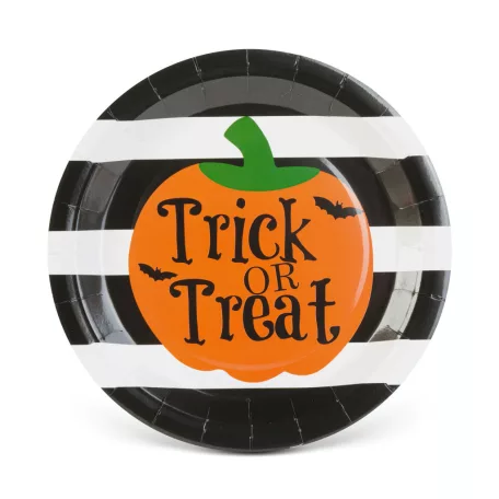 Halloween-i papírtányér - tök - kerek - 23 cm - 8 db / csomag