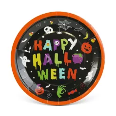   Halloween-i papírtányér - "Happy Halloween" - kerek - 23 cm - 8 db / csomag