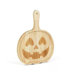   Halloween-i tálaló/kínáló tál fogantyúval – fából - tök mintás - 26,5 x 20 x 1,5 cm