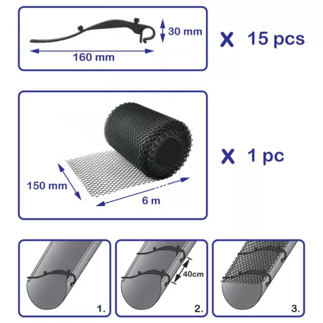 Garden of eden Ereszcsatorna védő lombfogó háló 6m x 15cm