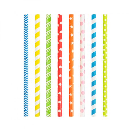 Világító LED-es party pohár - papír szívószállal  - izzókörte, átlátszó - 400 ml