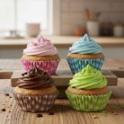 Muffin papír szett - kockás - 100 db / csomag