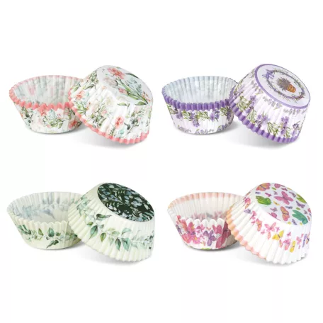 Muffin papír szett - tavaszi 100 db (25 x 4 szín) - 7 x 5 x 3,2 cm