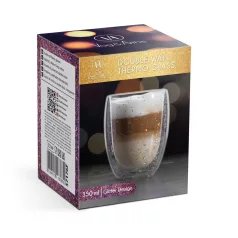 Duplafalú üveg pohár - Glitteres, party design - 350 ml