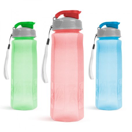 Sport kulacs - műanyag, átlátszó - 800 ml - 3 színben