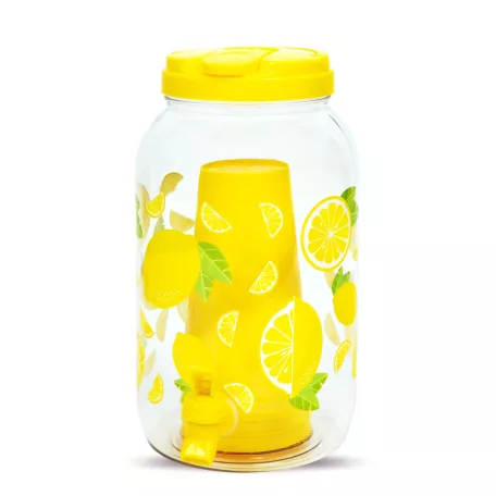 Italadagoló csappal, műanyag pohárszettel - 3,8 l - citrom