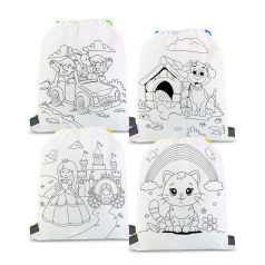 Színezhető tornazsák - 4 filccel - 33 x 27 cm - 4 féle