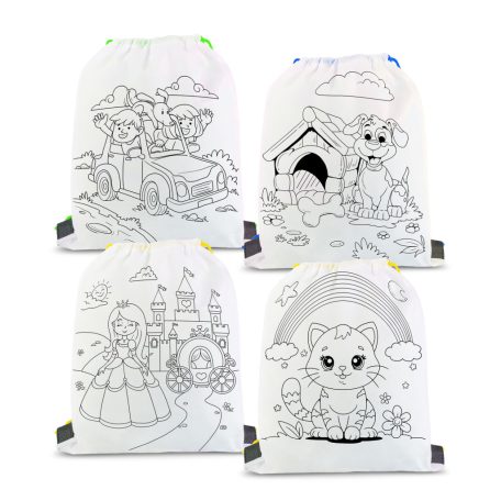 Színezhető tornazsák - 4 filccel - 33 x 27 cm - 4 féle